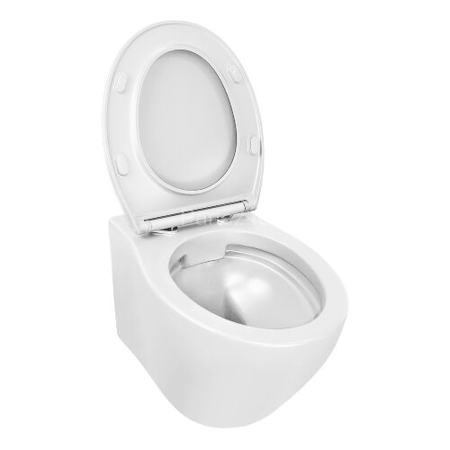 Унитаз подвесной Azario Keras 370х520х360 безободковый, с быстросъемным сиденьем микролифт, белый гл