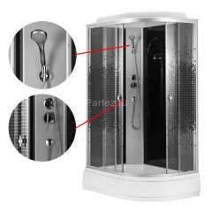 Душевая кабина Loranto 120x80x215 левая, поддон 25 см, 4 мм прозрачное стекло с рисунком "мозайка" (CS-1200-25ТМ/М L)