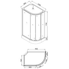 Душевая кабина Loranto 120x80x215 левая, поддон 25 см, 4 мм прозрачное стекло с рисунком "мозайка" (CS-1200-25ТМ/М L)
