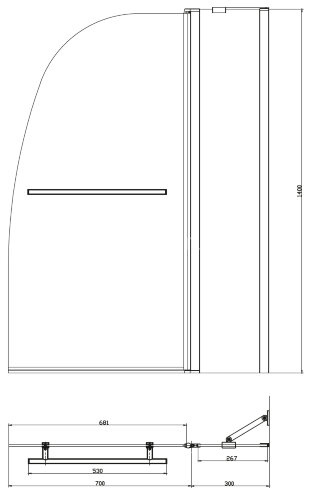 Шторка для ванны складная Azario Boston 100х140 цвет профиля хром (AZ-142TB)