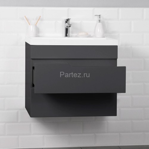 Комплект тумба Итана Alexa 60 (600х450х560) подвесная, с раковиной Clarissa 60, графит (CS00093214)