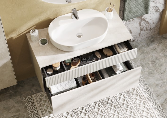 Тумба под раковину AQUATON Марбл 100 1000х460х530 подвесная, Слэйт/Белый матовый (1A276301MH4C0)