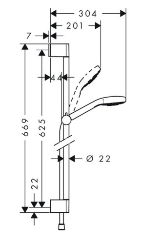26560400 Croma Select S Душевой набор Croma Select S Multi 0.65м
