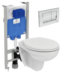 Промо-комплект Унитаз подвесной Ideal Standard Eurovit безободковый + инсталляция  + кнопка смыва