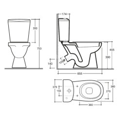Унитаз-компакт КЕРАМИН Лаго Инкоэр с мягким сиденьем, белый
