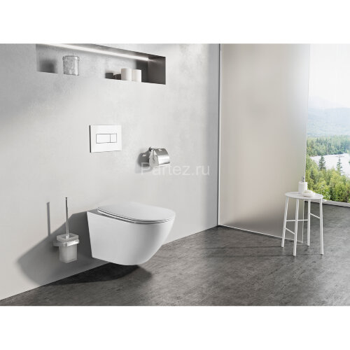 Унитаз подвесной Azario Grado 370х490х360 смыв "Торнадо", скрытое крепление, безободковый, в комплек
