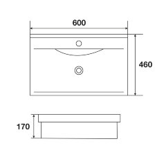 Раковина мебельная Azario Tempo 600х460х170 санфаянс, белый (AZ-4029-60)
