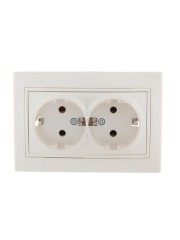 Розетка 2-м СП Mira 16А IP20 с заземл. со вставкой керамика жемчуж./бел. перламутр. LEZARD 701-3030-