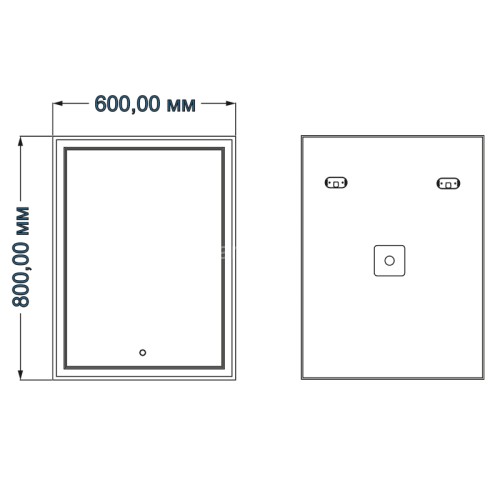Зеркало AZARIO Grand-2 600х800 с сенсорны выключателем диммером и подогревом (ФР-00002129)