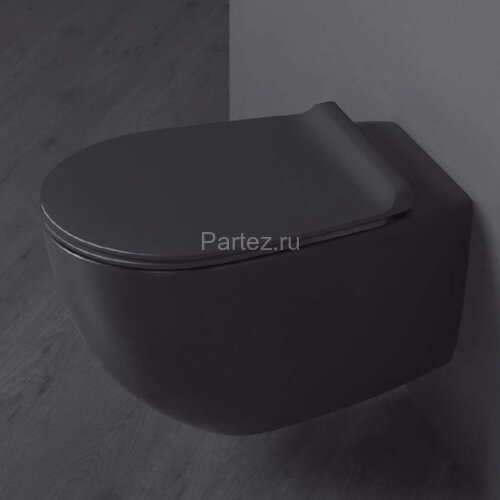 Унитаз подвесной Simas Vignoni "Rimless" 365х560х340 безободковый, с креплением F85, черный матовый 