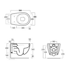 Унитаз подвесной Simas Vignoni &quot;Rimless&quot; 365х560х340 безободковый, с креплением F85, черный матовый 