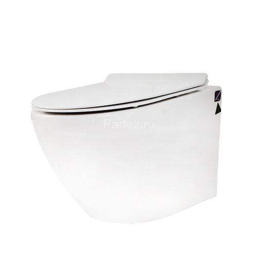 Унитаз подвесной безободковый MLN-1103 (белый глянцевый), крышка дюропласт
