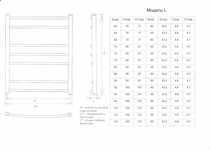 Полотенцесушитель водяной ДВИН L лесенка 60/40, полированный (4627086043590)