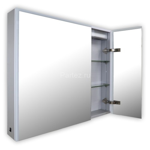 Зеркало-шкаф AZARIO Alliance 800х120х700 левый, с подсветкой, механическая кнопка, алюминиевый корпу