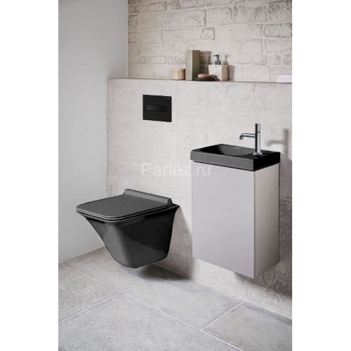 Кнопка смыва Loranto механическая, двойная, черный матовый